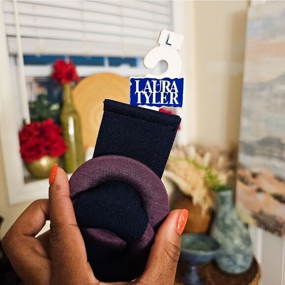 VTG Laura Tyler Stylish Elastic Navy & Purple Wide Statement Belt - M Fit - Picture 16 of 16